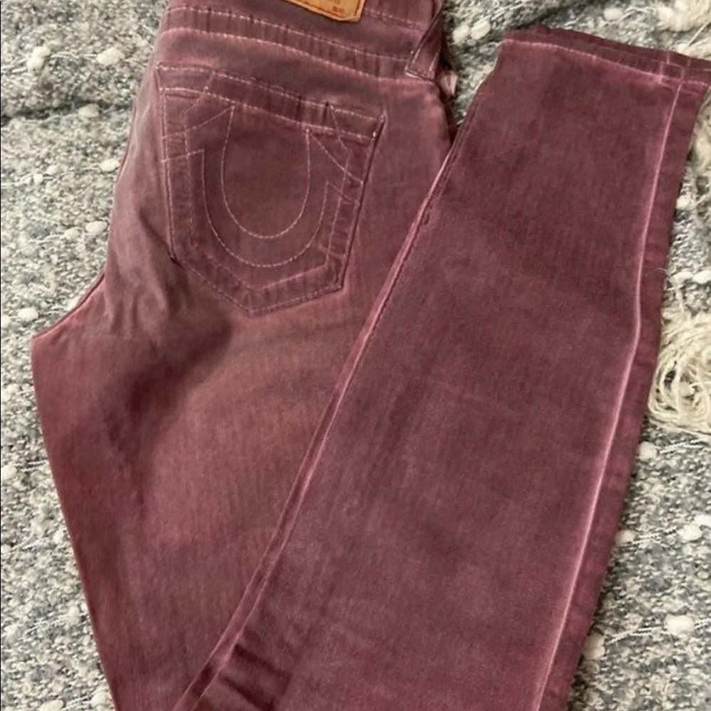 Burnt Rose/ Dirty Pink color True Religion Jeans 
Size 27 
Skinny/ Ankle